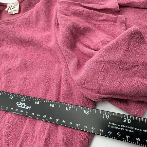 BEFORE YOU COLLECTION Women’s Large Rose Pink Linen Ruffle Crop Top Shirt Fairy - Picture 6 of 8
